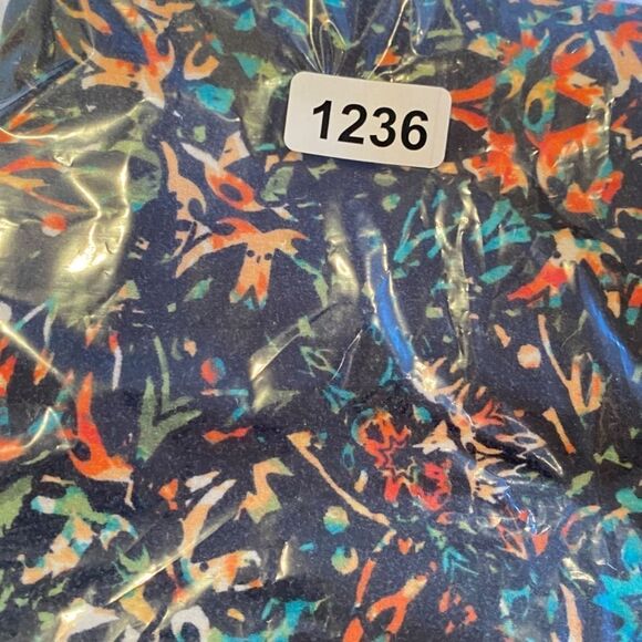 1236 LuLaRoe Leggings Size OS Blue Orange Flower Burst Print New - Picture 4 of 5